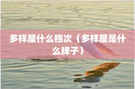 多样屋什么档次（多样屋是什么牌子）