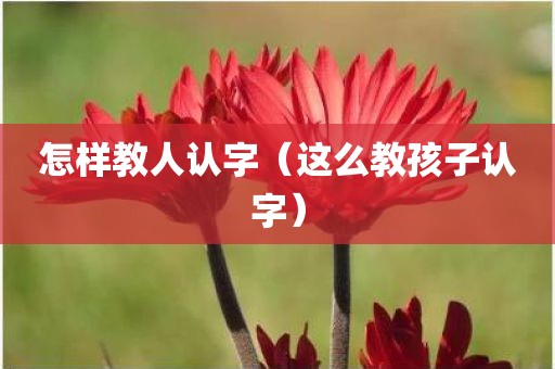 怎样教人认字（这么教孩子认字）