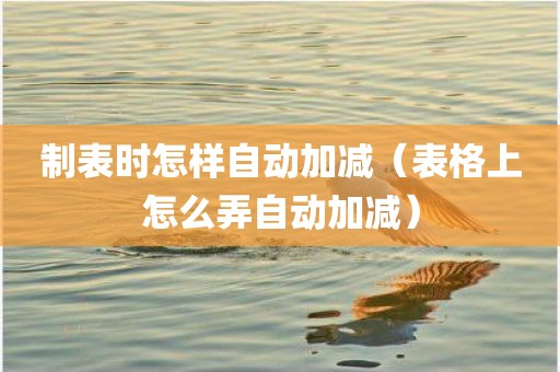 制表时怎样自动加减（表格上怎么弄自动加减）