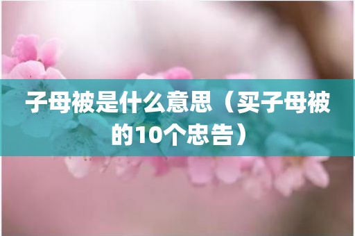 子母被是什么意思（买子母被的10个忠告）