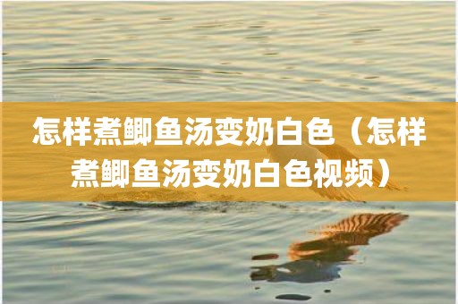 怎样煮鲫鱼汤变奶白色（怎样煮鲫鱼汤变奶白色视频）