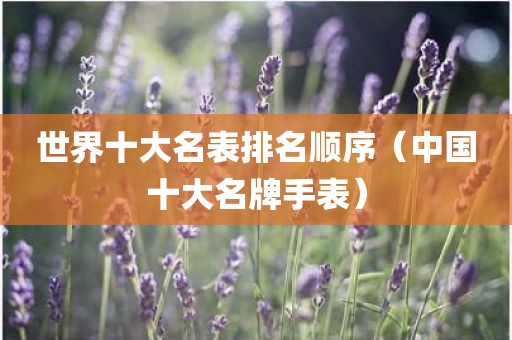 世界十大名表排名顺序（中国十大名牌手表）