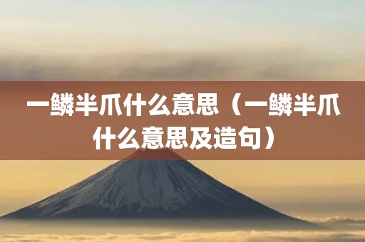 一鳞半爪什么意思（一鳞半爪什么意思及造句）