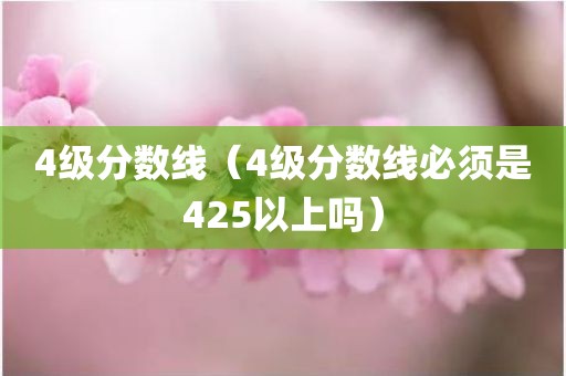 4级分数线（4级分数线必须是425以上吗）