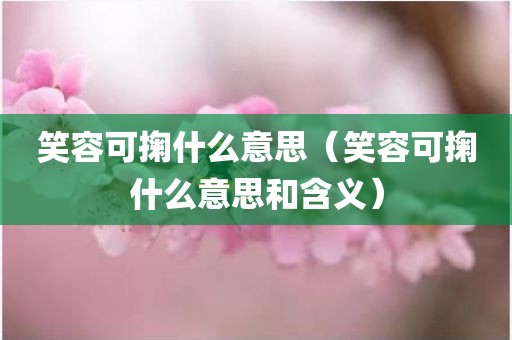 笑容可掬什么意思（笑容可掬什么意思和含义）