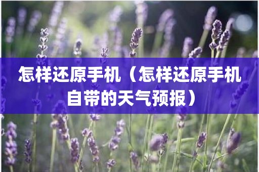 怎样还原手机（怎样还原手机自带的天气预报）