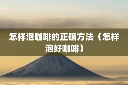 怎样泡咖啡的正确方法（怎样泡好咖啡）