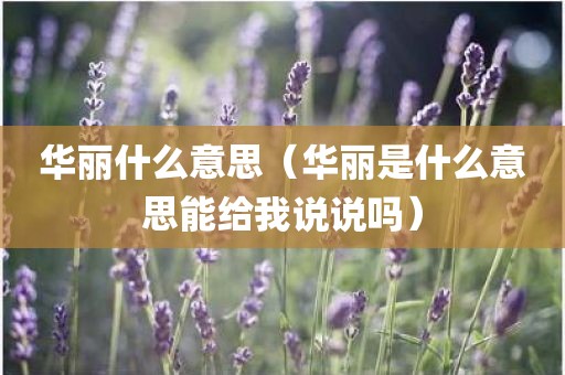 华丽什么意思（华丽是什么意思能给我说说吗）