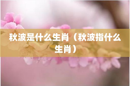 秋波是什么生肖（秋波指什么生肖）
