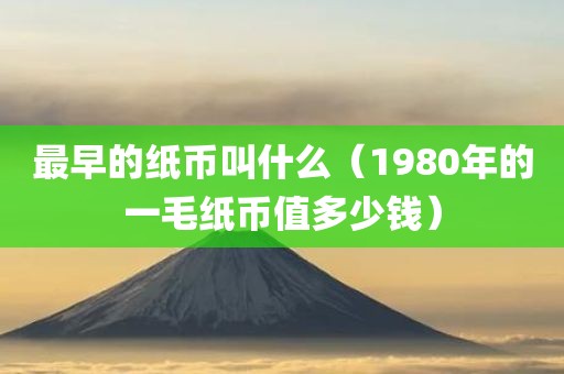 最早的纸币叫什么（1980年的一毛纸币值多少钱）