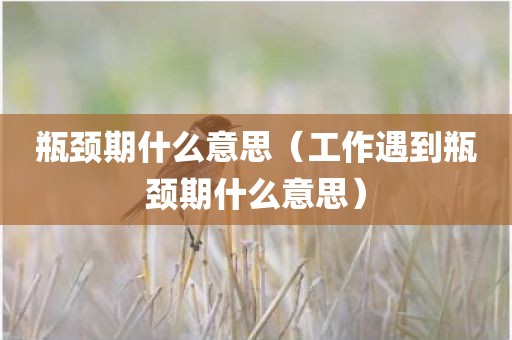 瓶颈期什么意思（工作遇到瓶颈期什么意思）