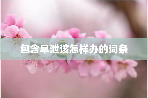 包含早泄该怎样办的词条