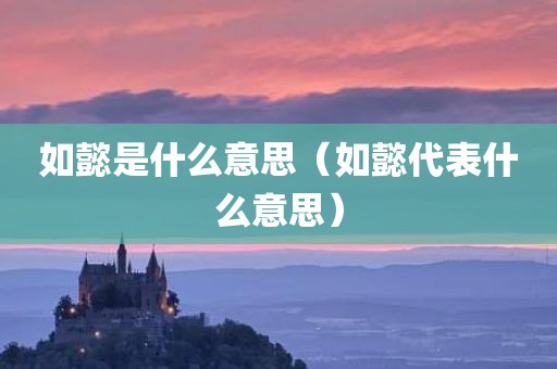 如懿是什么意思（如懿代表什么意思）