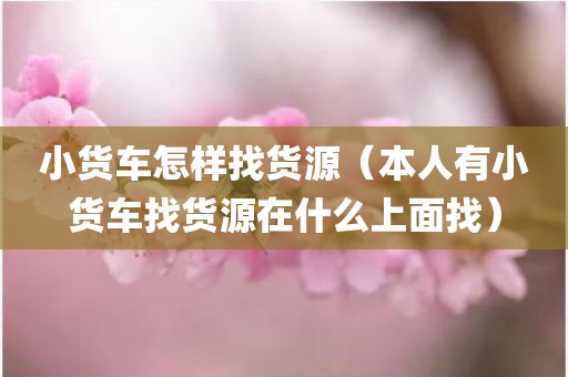 小货车怎样找货源（本人有小货车找货源在什么上面找）