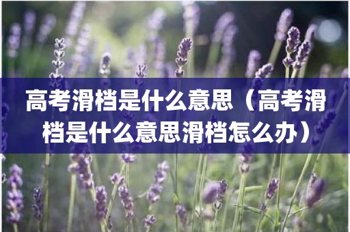 高考滑档是什么意思（高考滑档是什么意思滑档怎么办）