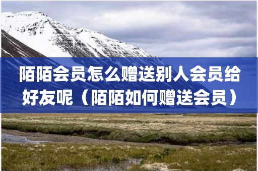 陌陌会员怎么赠送别人会员给好友呢（陌陌如何赠送会员）