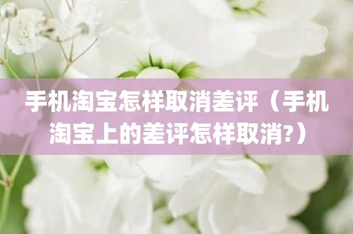 手机淘宝怎样取消差评（手机淘宝上的差评怎样取消?）
