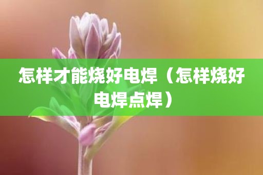 怎样才能烧好电焊（怎样烧好电焊点焊）