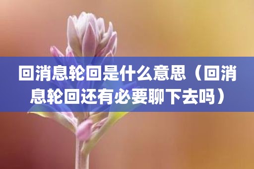 回消息轮回是什么意思（回消息轮回还有必要聊下去吗）