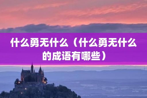 什么勇无什么（什么勇无什么的成语有哪些）
