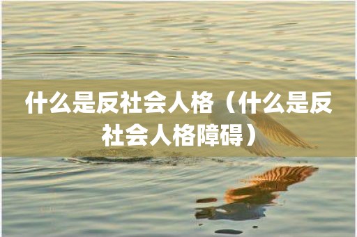 什么是反社会人格（什么是反社会人格障碍）