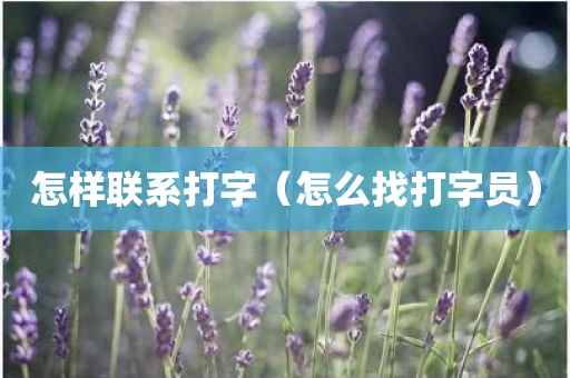 怎样联系打字（怎么找打字员）