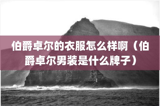 伯爵卓尔的衣服怎么样啊（伯爵卓尔男装是什么牌子）