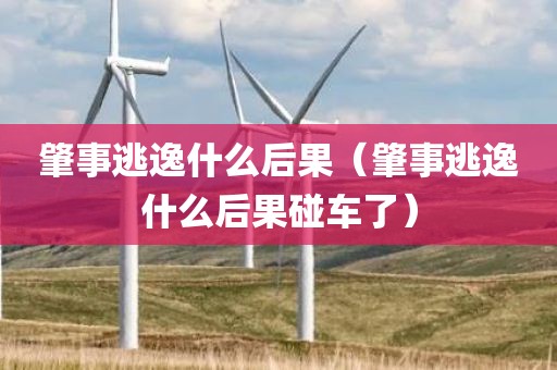 肇事逃逸什么后果（肇事逃逸什么后果碰车了）