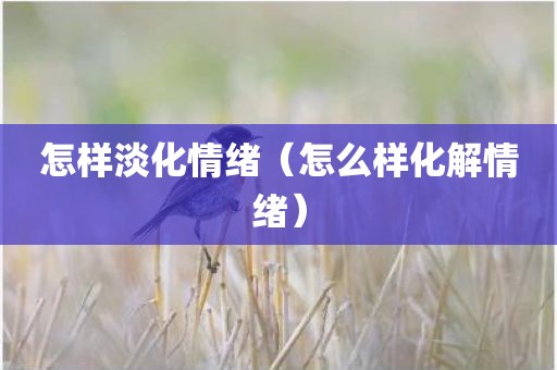 怎样淡化情绪（怎么样化解情绪）